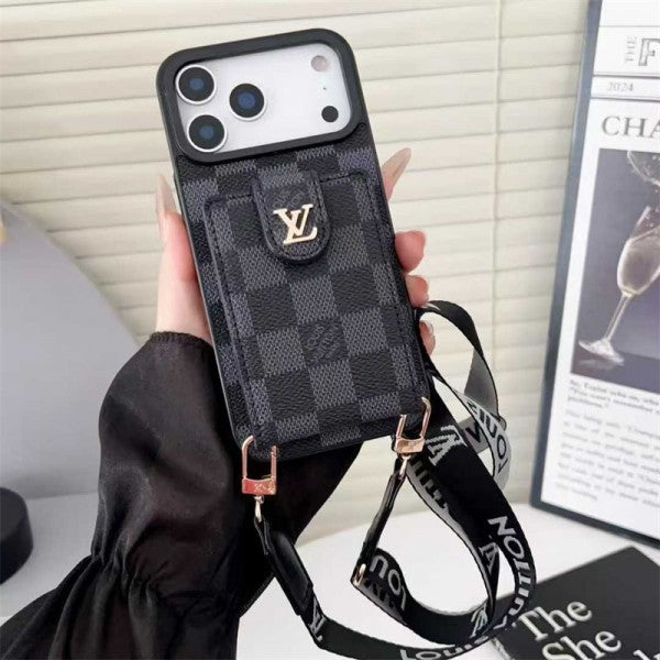 Luxury Leather Card Holder Case Crossbody for iPhone 12-17