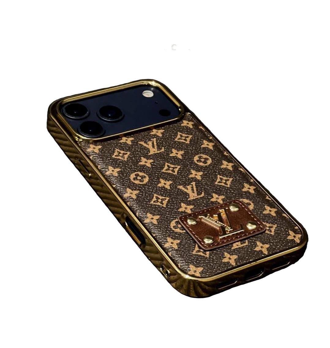 Luxury Phone Case with Gold Logo For iPhone 12-17