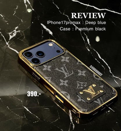 Luxury Phone Case with Gold Logo For iPhone 12-17