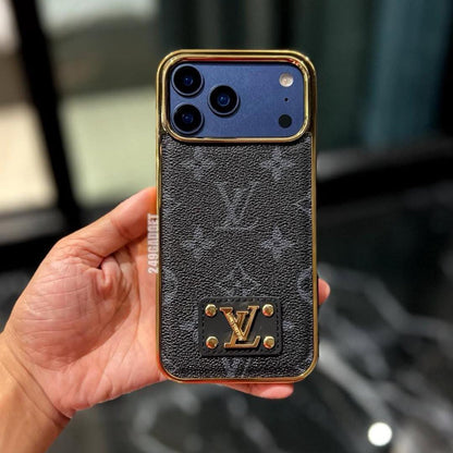 Luxury Phone Case with Gold Logo For iPhone 12-17