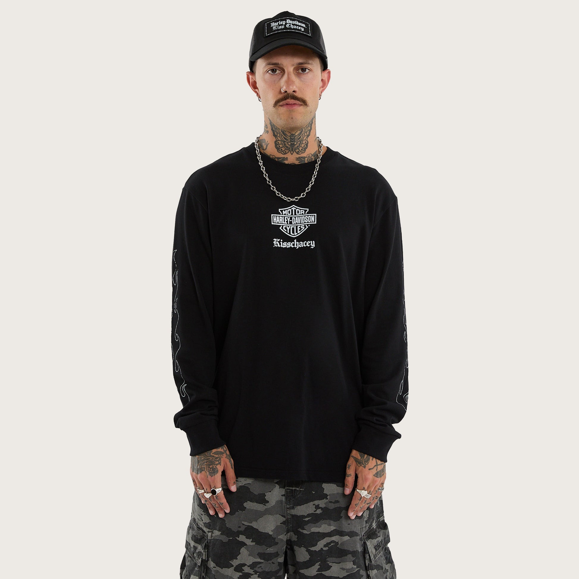Flames Longsleeve Tee Jet Black