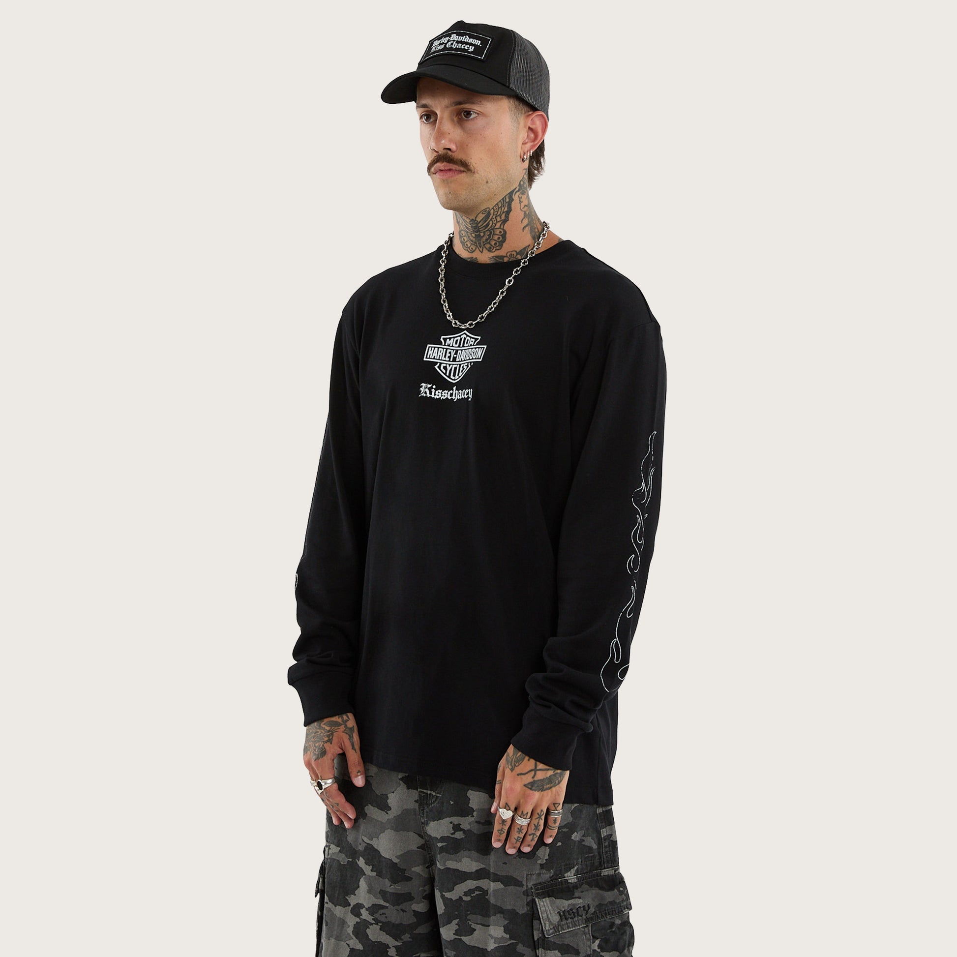 Flames Longsleeve Tee Jet Black
