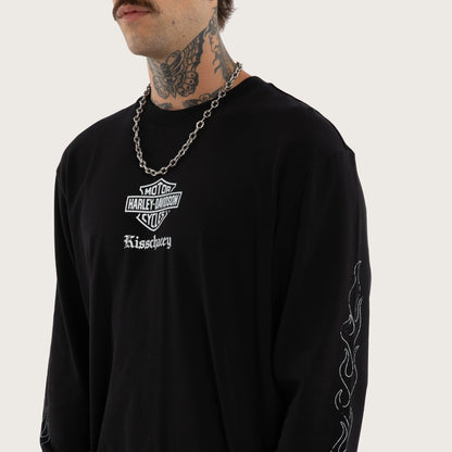 Flames Longsleeve Tee Jet Black