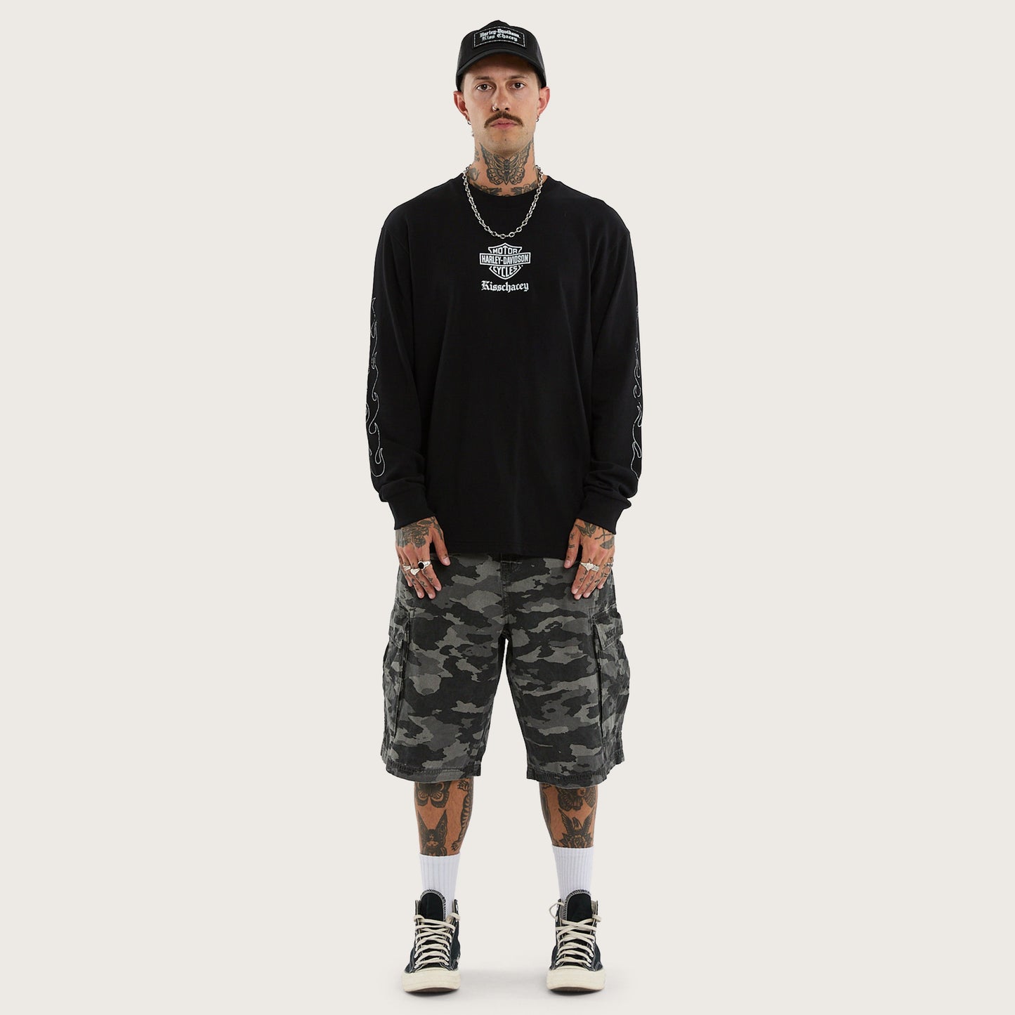 Flames Longsleeve Tee Jet Black