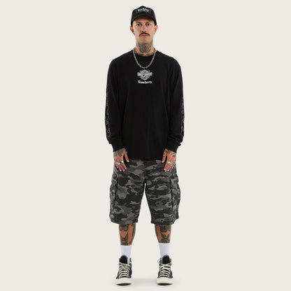 Flames Longsleeve Tee Jet Black
