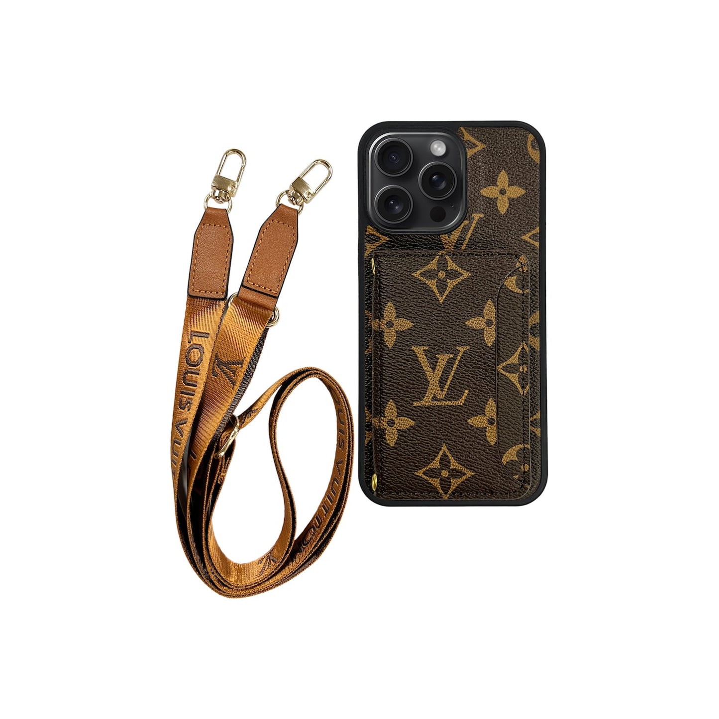 Monogram Phone Case with Strap For iPhone 12-17