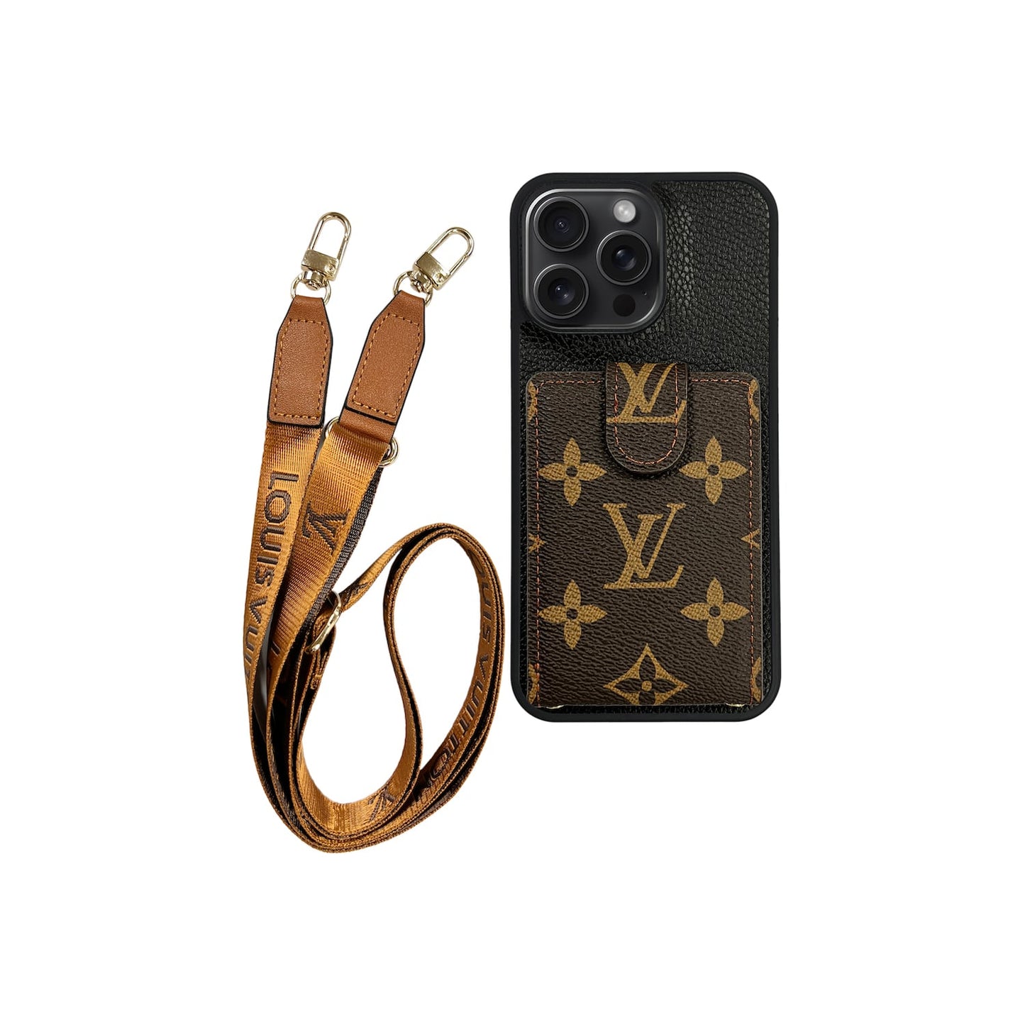 Monogram Phone Case with Strap For iPhone 12-17