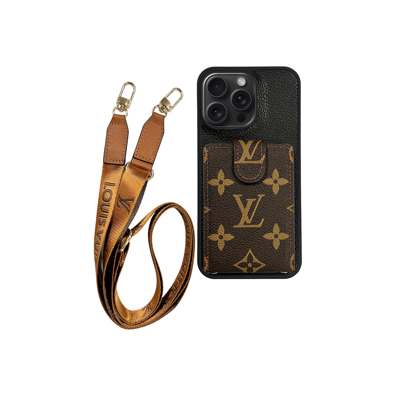 Monogram Phone Case with Strap For iPhone 12-17