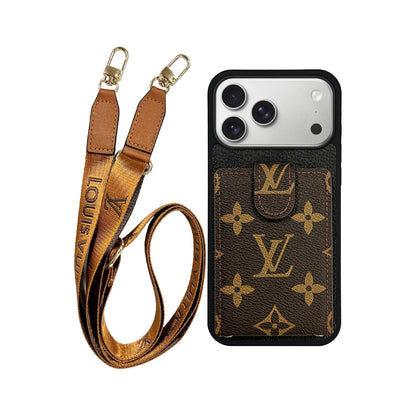 Monogram Phone Case with Strap For iPhone 12-17