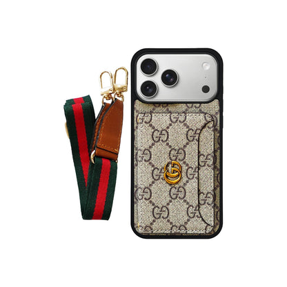Monogram Phone Case with Strap For iPhone 12-17