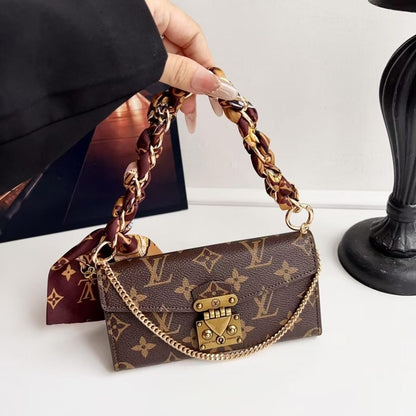 Luxury Wallet Phone Case Card Holder with Chain For iPhone 12-17