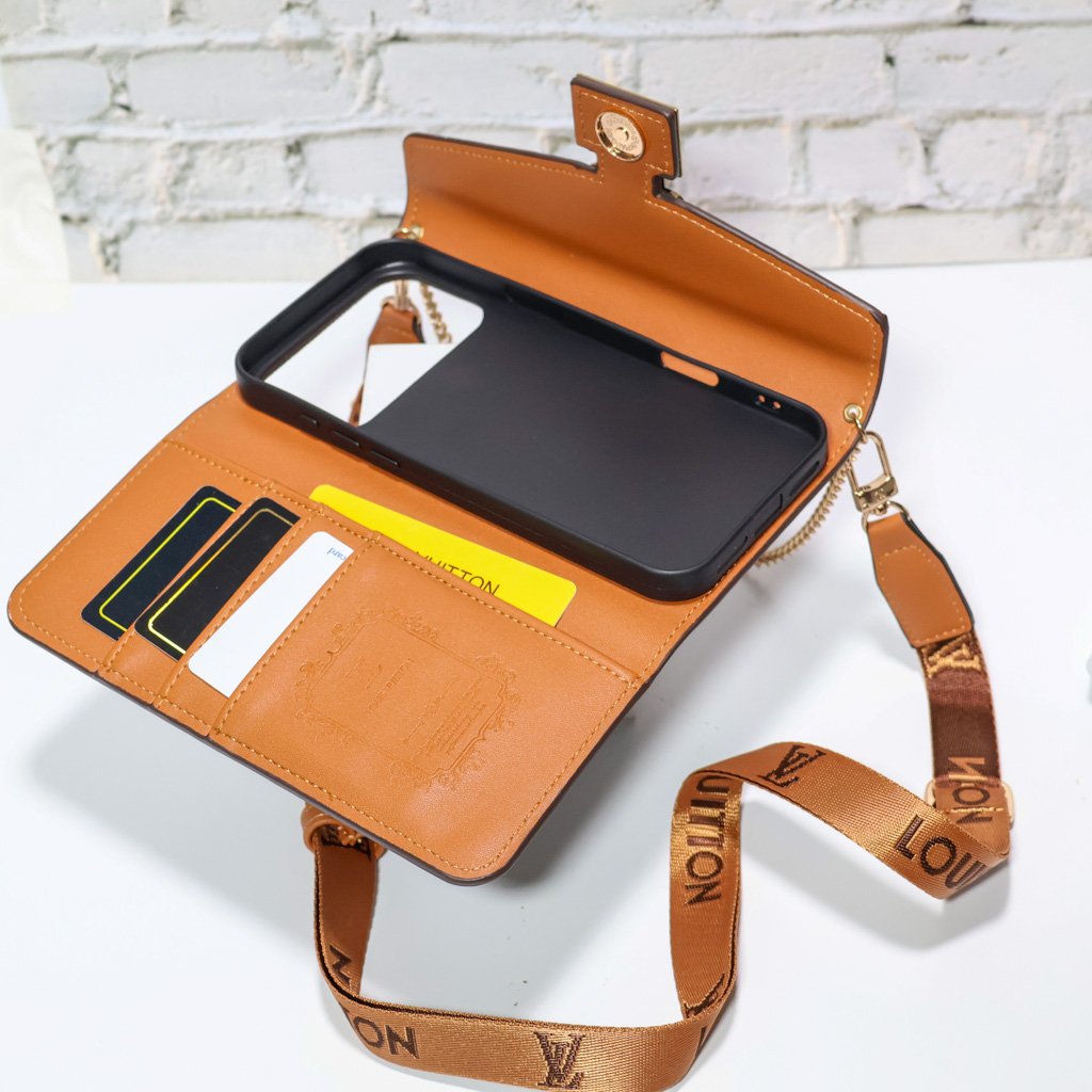 Luxury Wallet Phone Case Card Holder with Chain For iPhone 12-17
