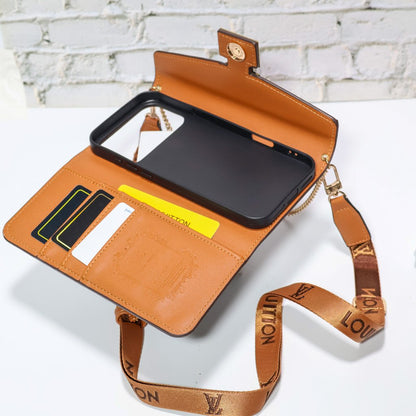 Luxury Wallet Phone Case Card Holder with Chain For iPhone 12-17