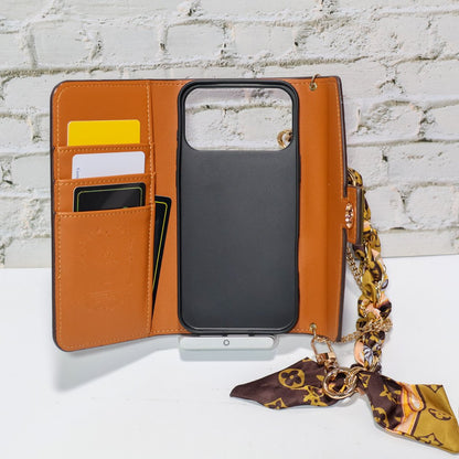 Luxury Wallet Phone Case Card Holder with Chain For iPhone 12-17