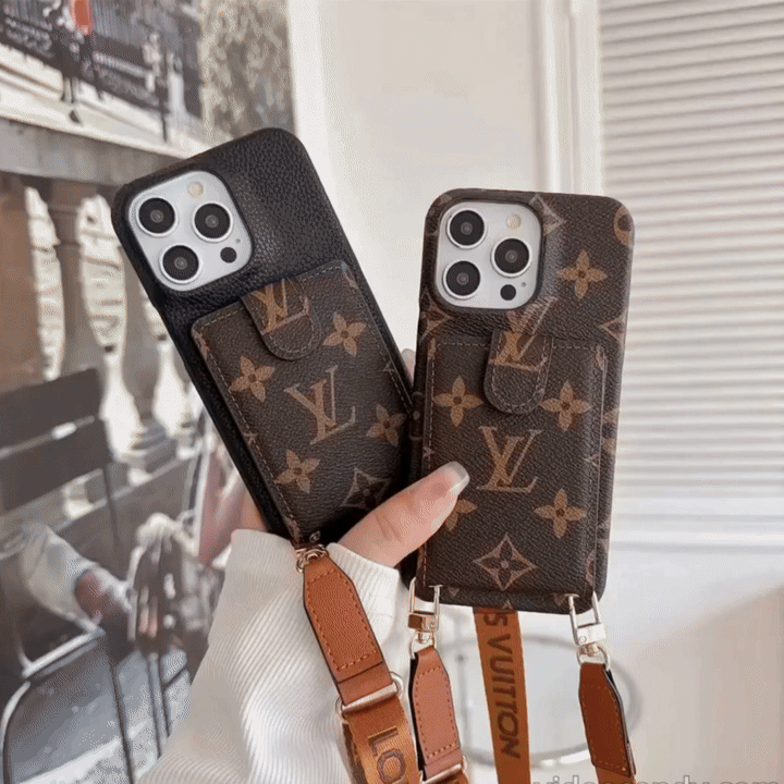 luxury iPhone Case Card Holder Detachable Lanyard for iPhone 12-17