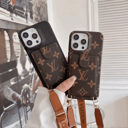 luxury iPhone Case Card Holder Detachable Lanyard for iPhone 12-17