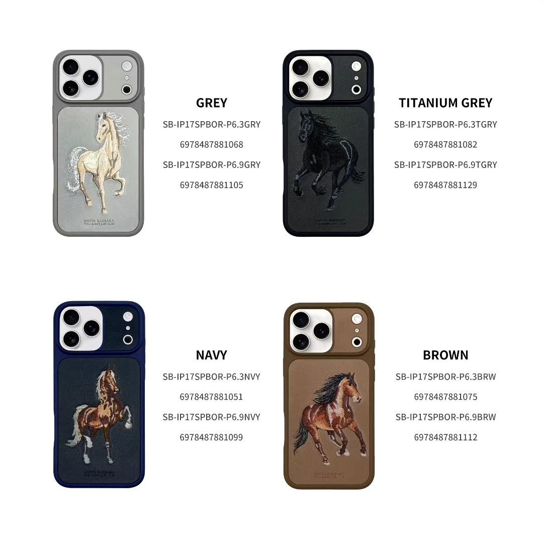 iPhone 17 Pro Max Genuine Leather Original Santa Barbara Polo Club Boris Series Back Cover - Brown