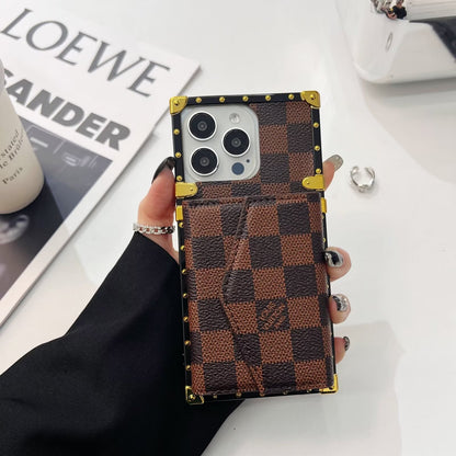 Luxury Leather Phone Case with Card Holder for iPhone 13-17