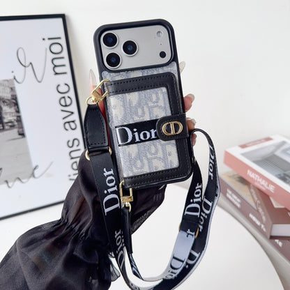 Leather Phone Case with Card Wallet and Strap For iPhone 12-17