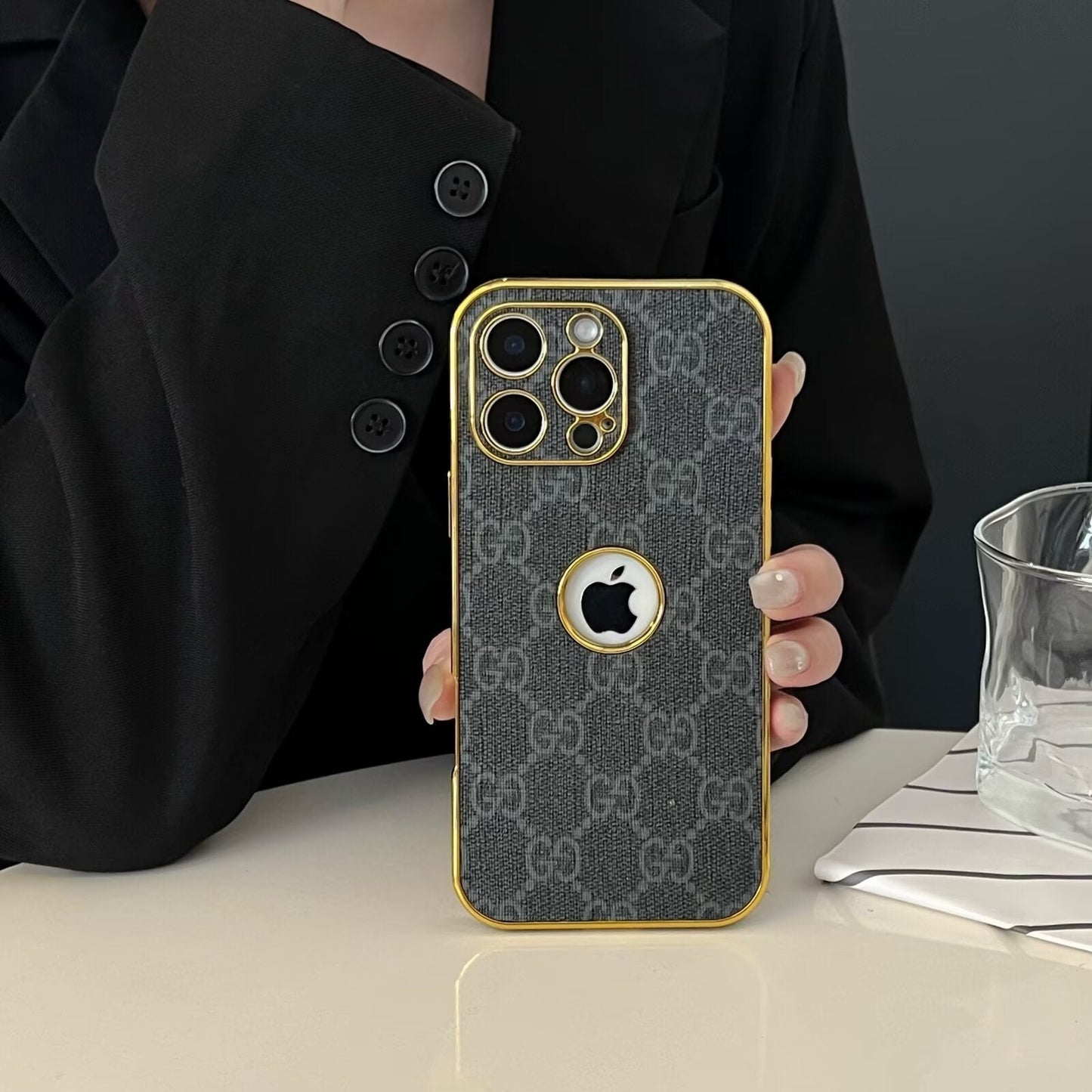 High Quality Frame Ophidia Leather Phone Case for iPhone 12-17