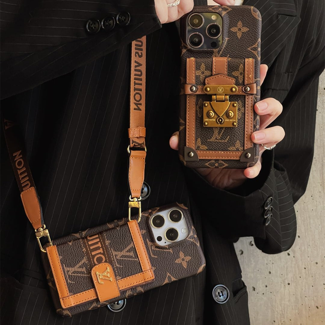 Canvas Leather Wallet Card Holder Crossbody Phone Case for iPhone 12-17