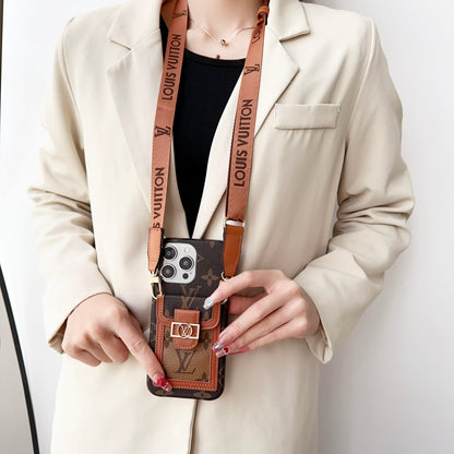 Luxury Dauphine Leather Monogram Crossbody for iPhone 12-17