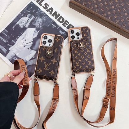 Luxury Brand Phone Case Card Holder Crossbody for iPhone 13-17