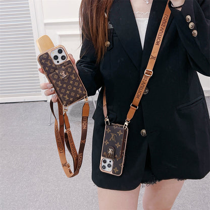 Luxury Brand Phone Case Card Holder Crossbody for iPhone 13-17