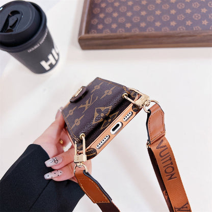 Luxury Brand Phone Case Card Holder Crossbody for iPhone 13-17