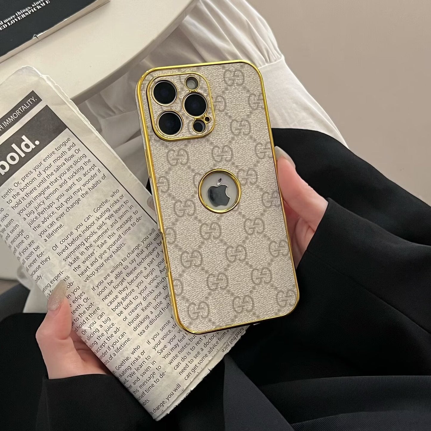 High Quality Frame Ophidia Leather Phone Case for iPhone 12-17