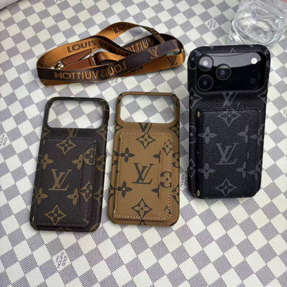 Monogram Leather Phone Case For iPhone 13-17