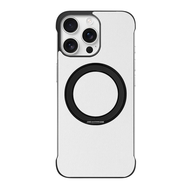 Borderless Leather Stand MagSafe Phone Case - Black White