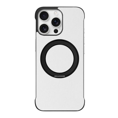 Borderless Leather Stand MagSafe Phone Case - Black White