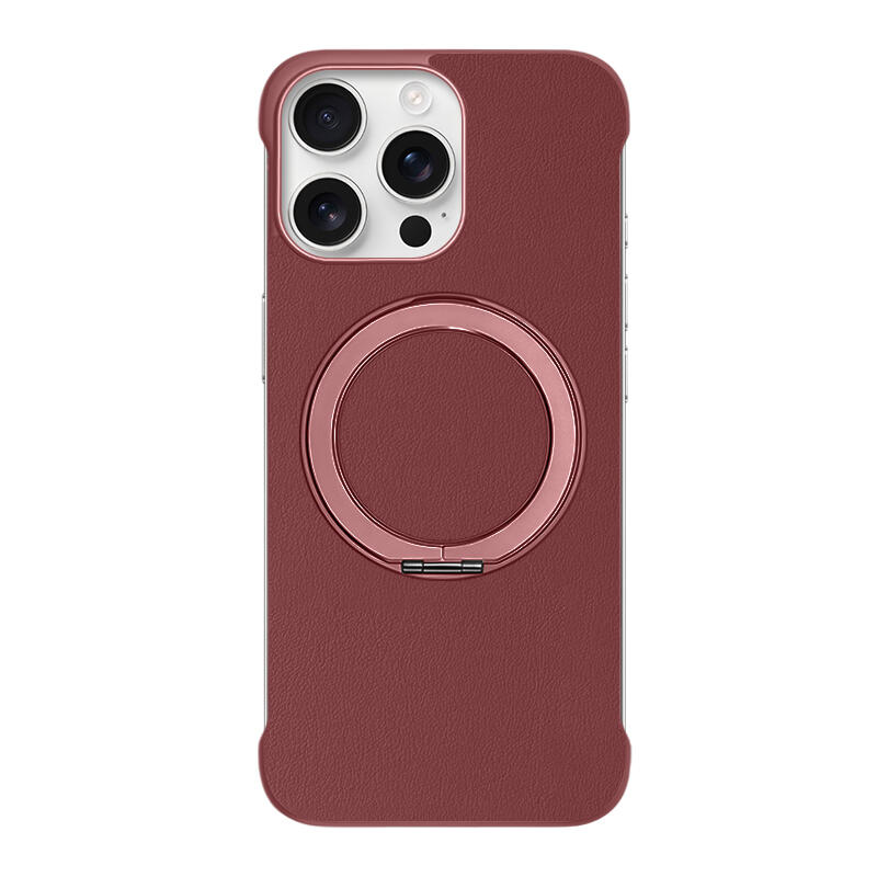 Borderless Leather Stand MagSafe Phone Case - Wine Red