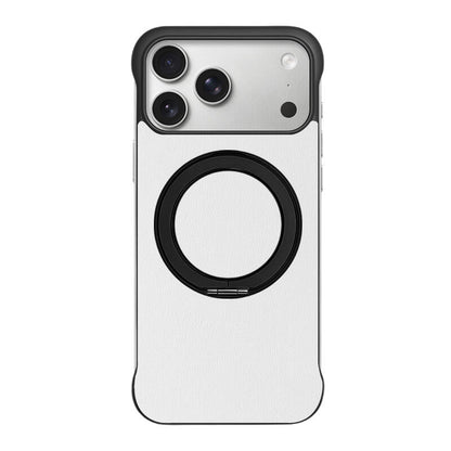 Borderless Leather Stand MagSafe Phone Case - Black White