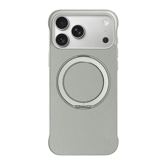 Borderless Leather Stand MagSafe Phone Case - Titanium Gray