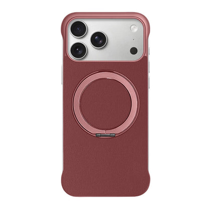 Borderless Leather Stand MagSafe Phone Case - Wine Red