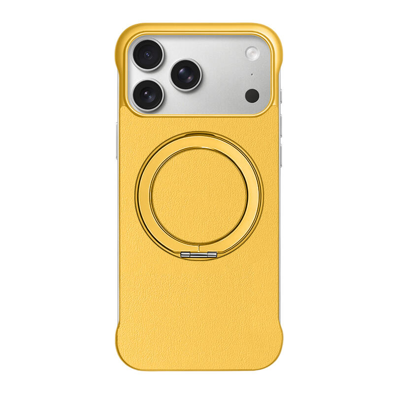 Borderless Leather Stand MagSafe Phone Case - Yellow