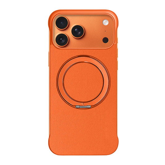 Borderless Leather Stand MagSafe Phone Case - Orange