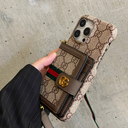 Premium Leather Wallet Crossbody Phone Case for iPhone 12-17