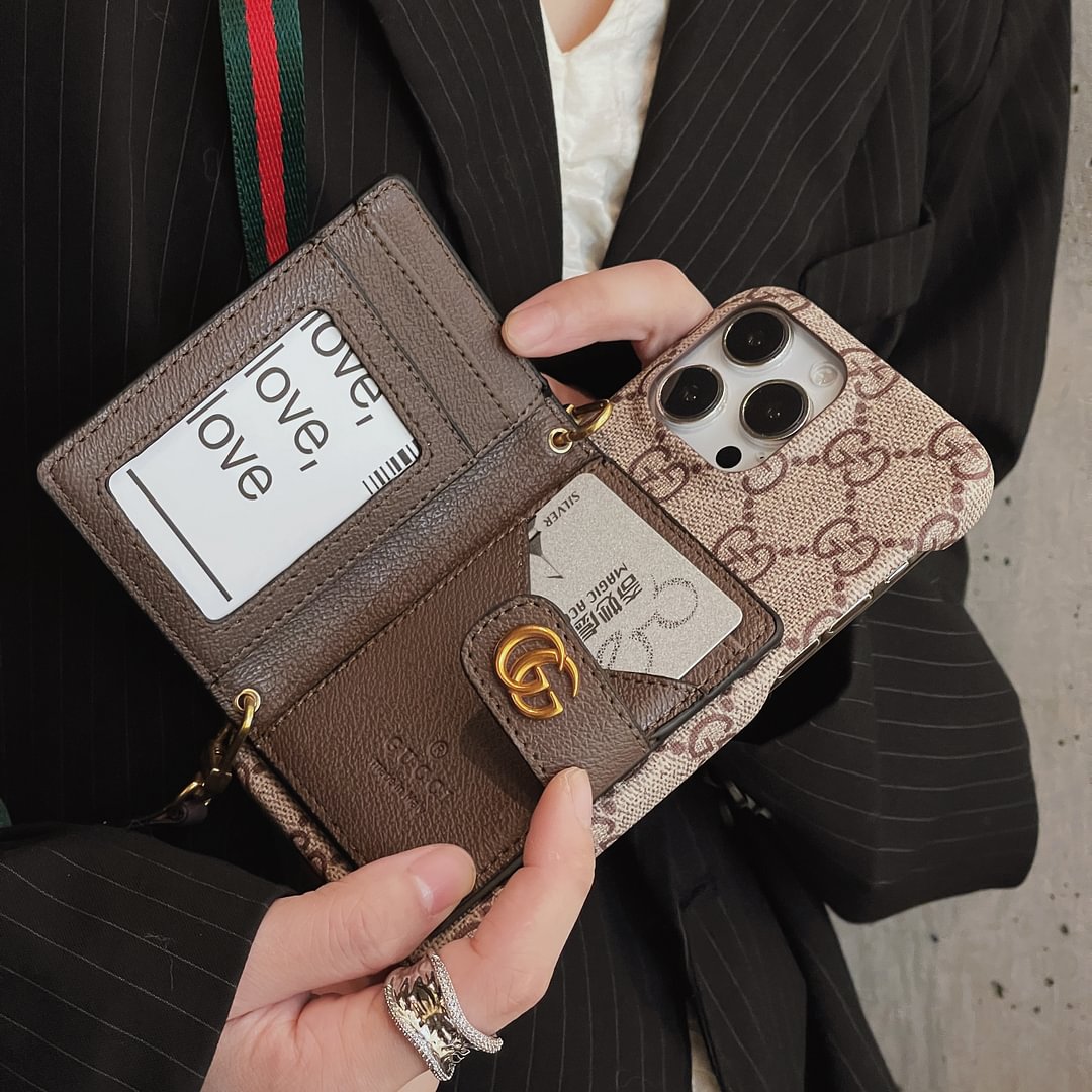 Premium Leather Wallet Crossbody Phone Case for iPhone 12-17