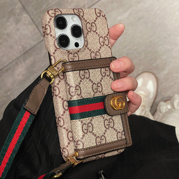 Premium Leather Wallet Crossbody Phone Case for iPhone 12-17