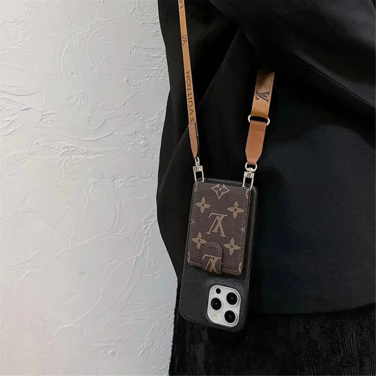 luxury iPhone Case Card Holder Detachable Lanyard for iPhone 12-17