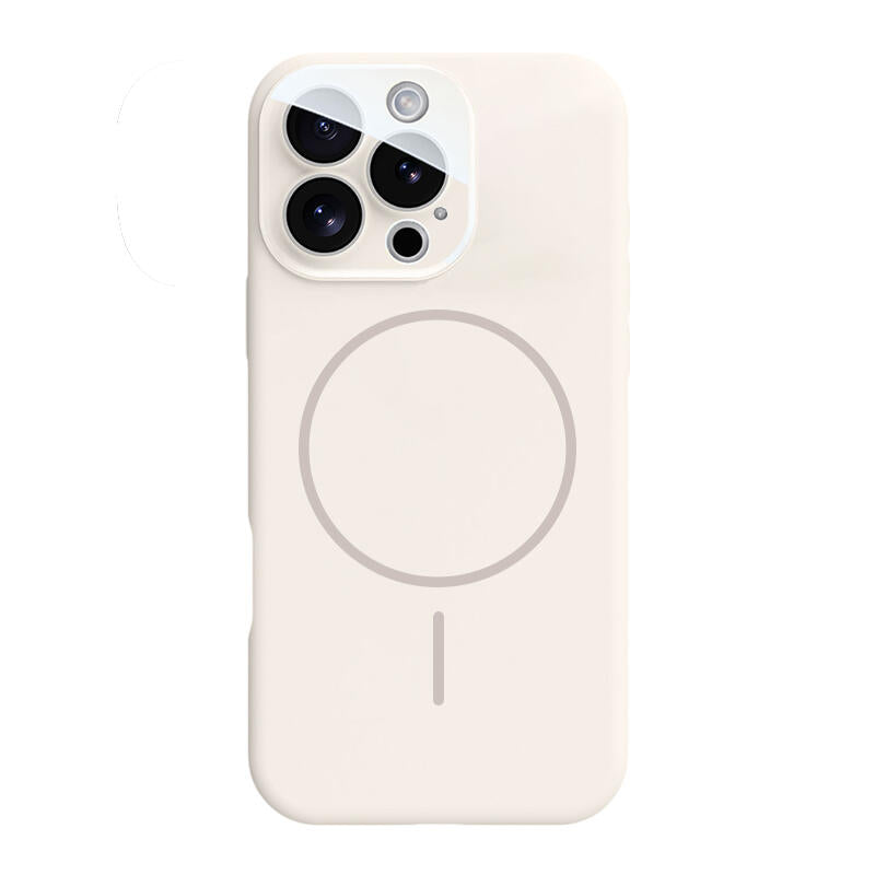 Crystal Lens Liquid Silicone MagSafe Phone Case - White