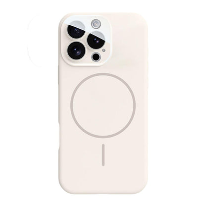 Crystal Lens Liquid Silicone MagSafe Phone Case - White