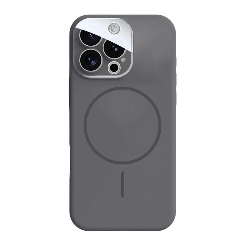Crystal Lens Liquid Silicone MagSafe Phone Case - Black