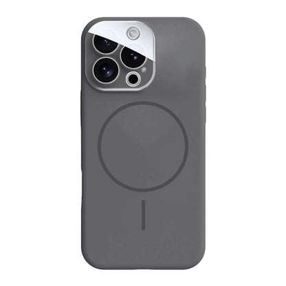 Crystal Lens Liquid Silicone MagSafe Phone Case - Black