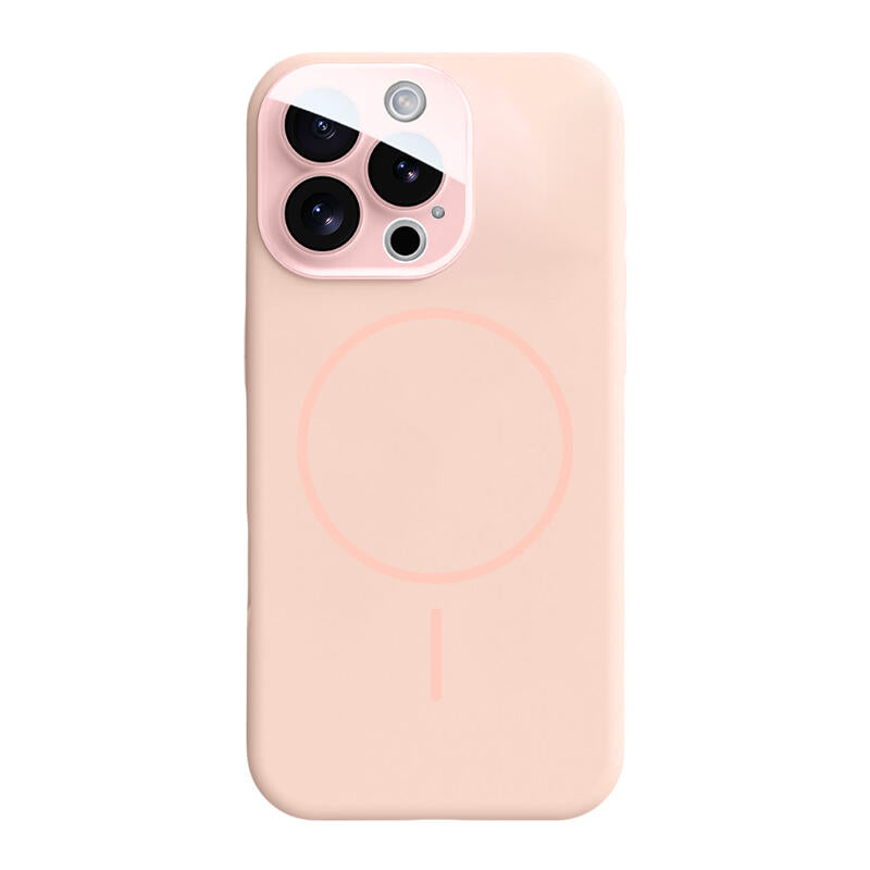 Crystal Lens Liquid Silicone MagSafe Phone Case - Pink