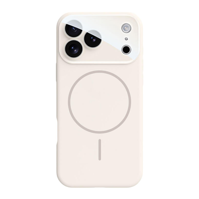 Crystal Lens Liquid Silicone MagSafe Phone Case - White