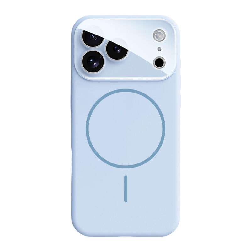 Crystal Lens Liquid Silicone MagSafe Phone Case - Blue